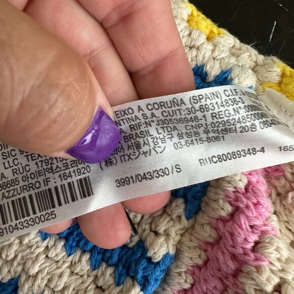 2/$24 ZARA Crochet Knit Cropped Tank Top Multi Striped Small #A0642 - Picture 6 of 8